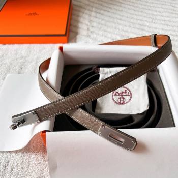 Hermes Epsom Leather Belt 1.8cm Grey/Silver 2024 (YANG-24072417)