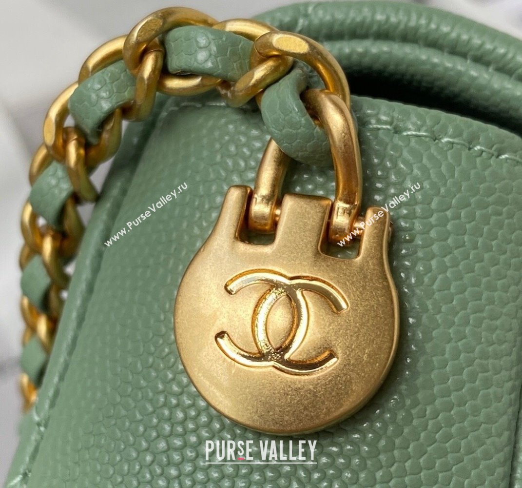 Chanel Iridescent Grained Calfskin Mini Flap Bag AS2855 Green 02 2021 (JY-21101218)