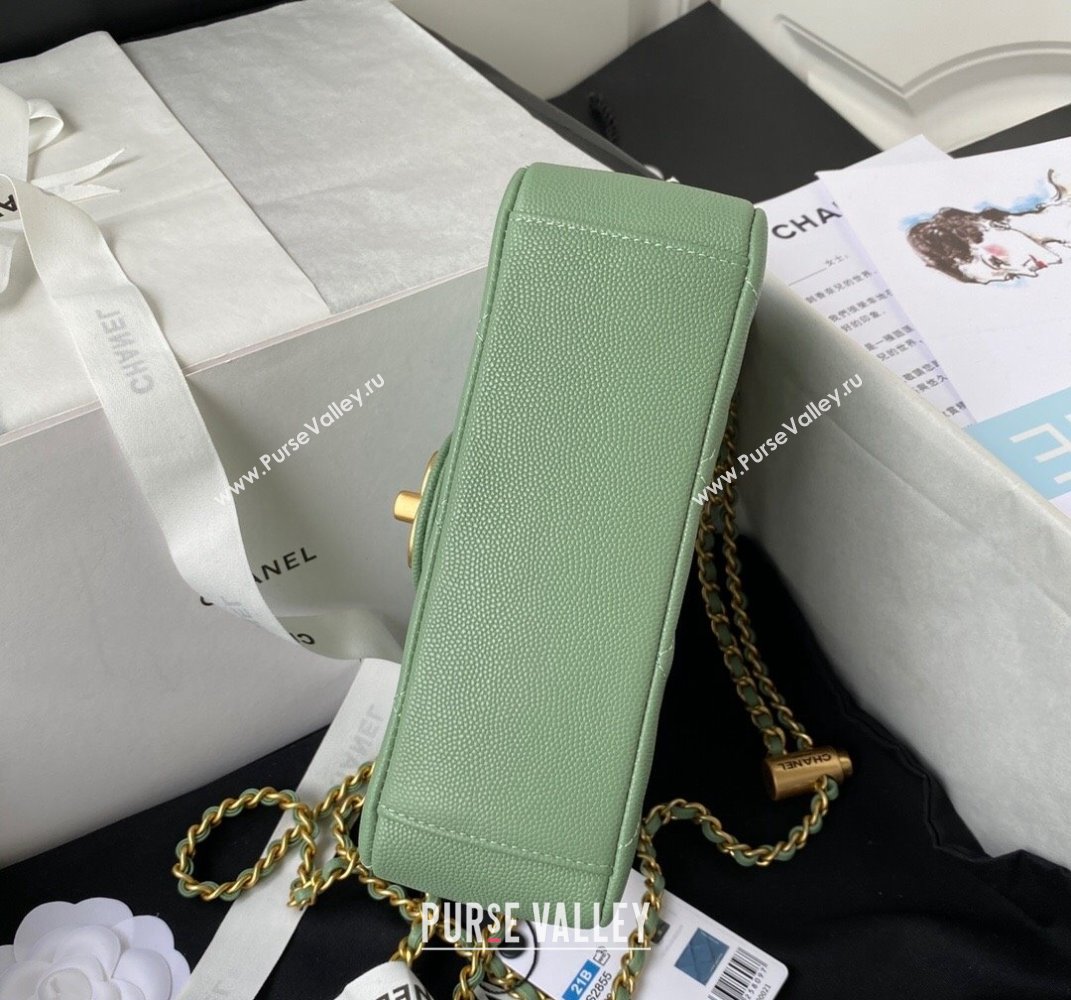 Chanel Iridescent Grained Calfskin Mini Flap Bag AS2855 Green 02 2021 (JY-21101218)