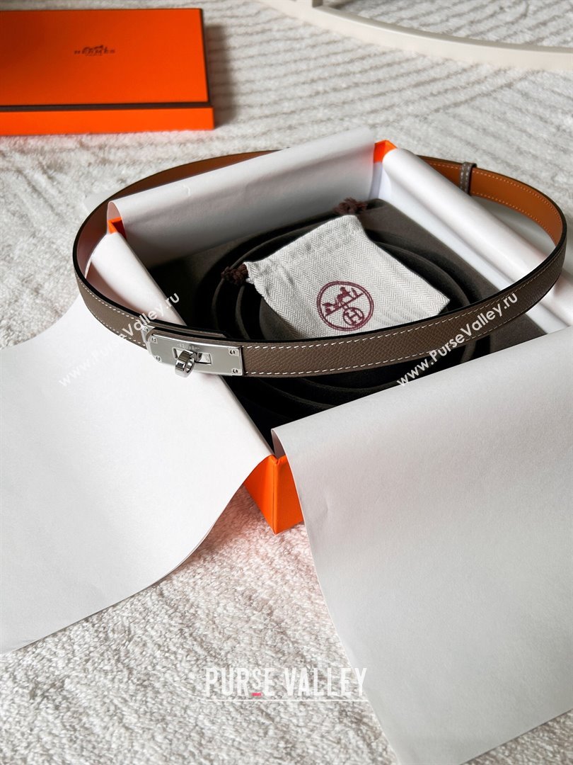 Hermes Epsom Leather Belt 1.8cm Grey/Silver 2024 (YANG-24072417)