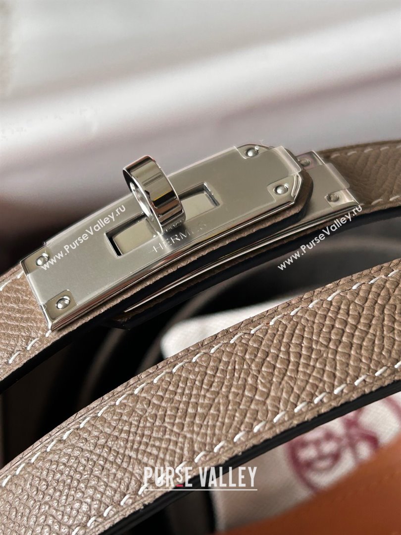 Hermes Epsom Leather Belt 1.8cm Grey/Silver 2024 (YANG-24072417)