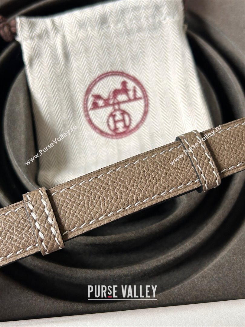 Hermes Epsom Leather Belt 1.8cm Grey/Silver 2024 (YANG-24072417)