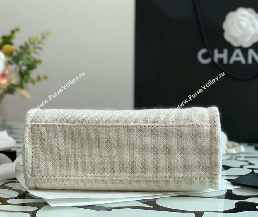 Chanel Deauville Mixed Fibers Small Shopping Bag White 2021 (XING-21101251)