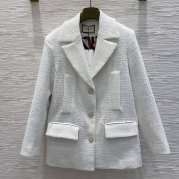 Gucci Tweed Jacket G101803 White 2024 (Q-24101803)