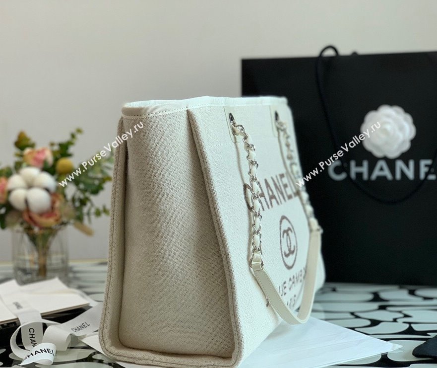 Chanel Deauville Mixed Fibers Medium Shopping Bag A67001 White 2021 (XING-21101252)