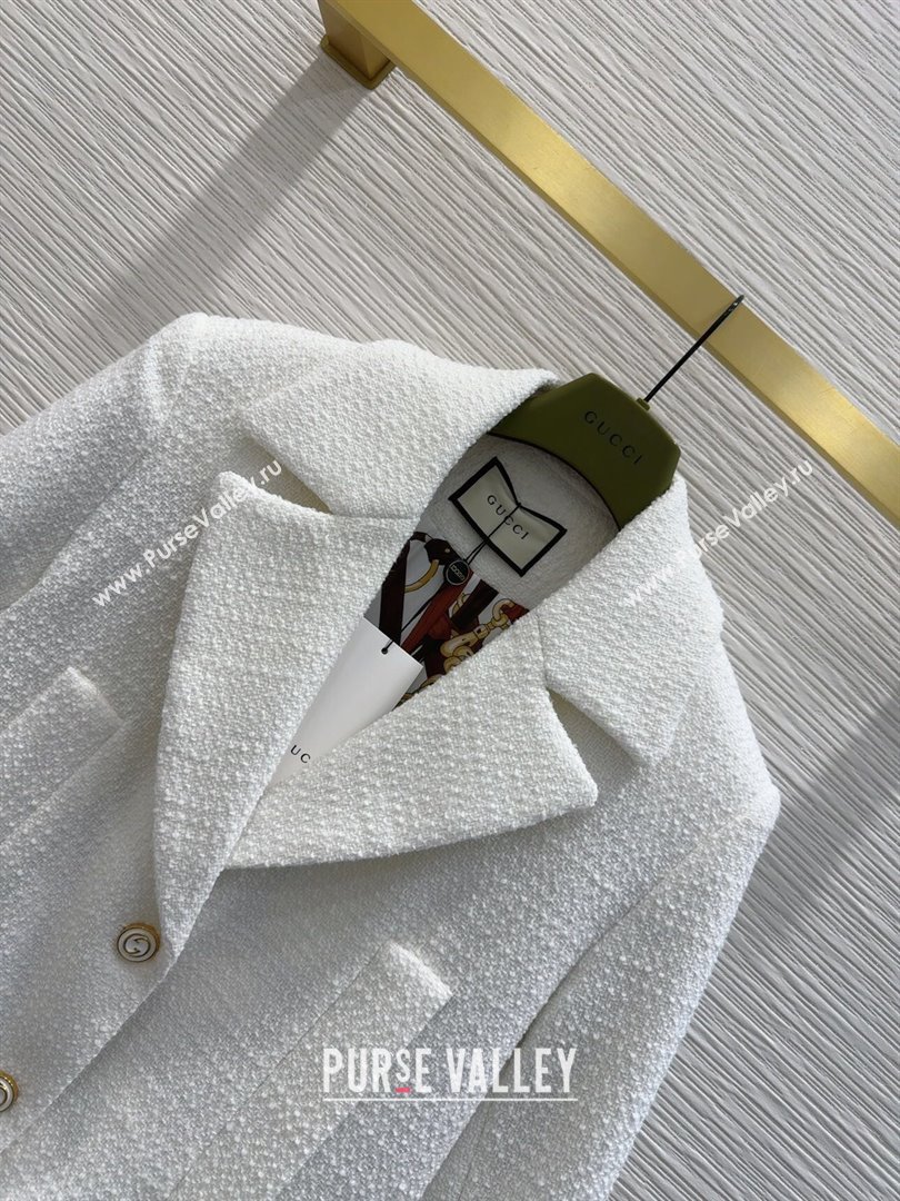 Gucci Tweed Jacket G101803 White 2024 (Q-24101803)