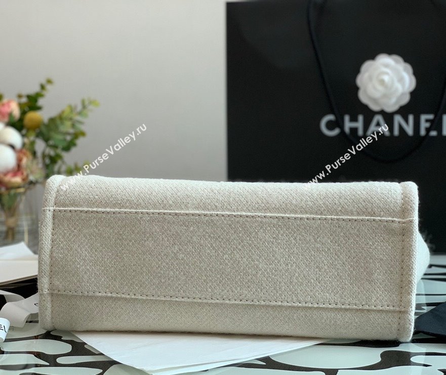 Chanel Deauville Mixed Fibers Medium Shopping Bag A67001 White 2021 (XING-21101252)