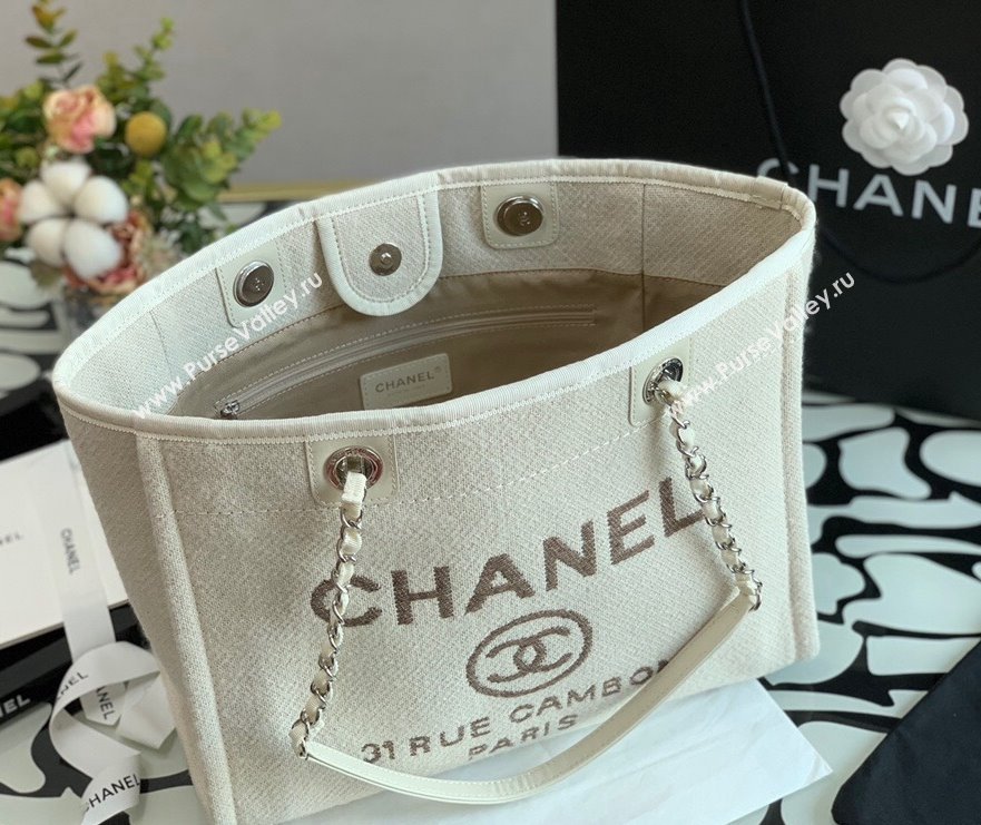 Chanel Deauville Mixed Fibers Medium Shopping Bag A67001 White 2021 (XING-21101252)