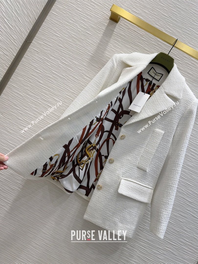 Gucci Tweed Jacket G101803 White 2024 (Q-24101803)