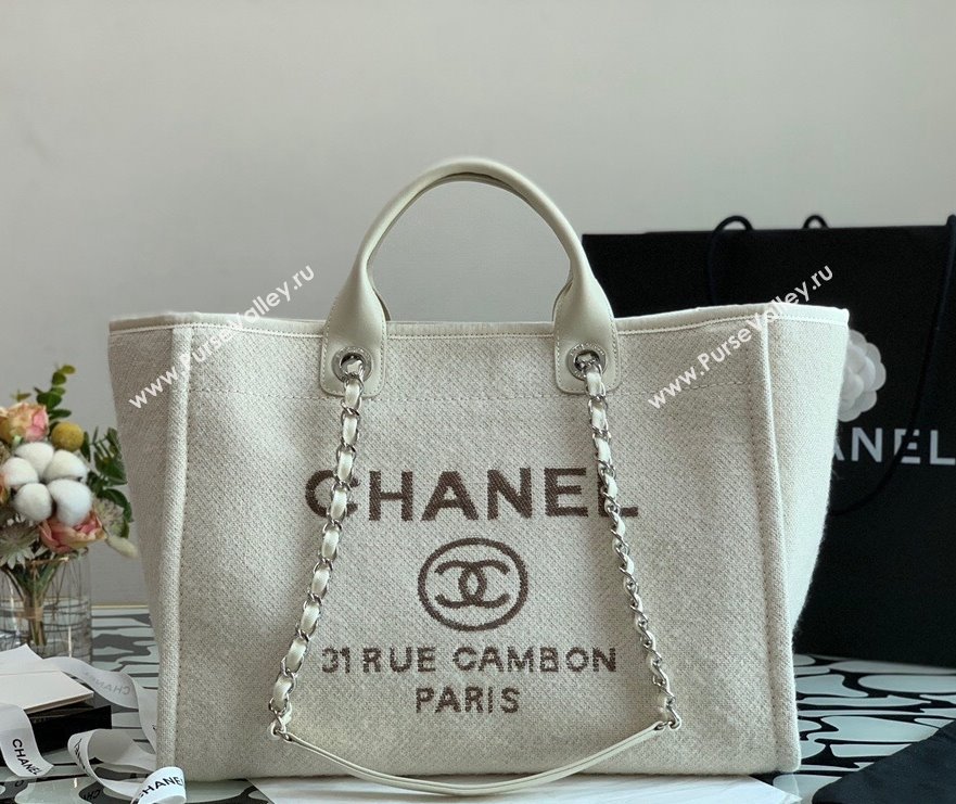 Chanel Deauville Mixed Fibers Large Shopping Bag A66941 White 2021 (XING-21101253)