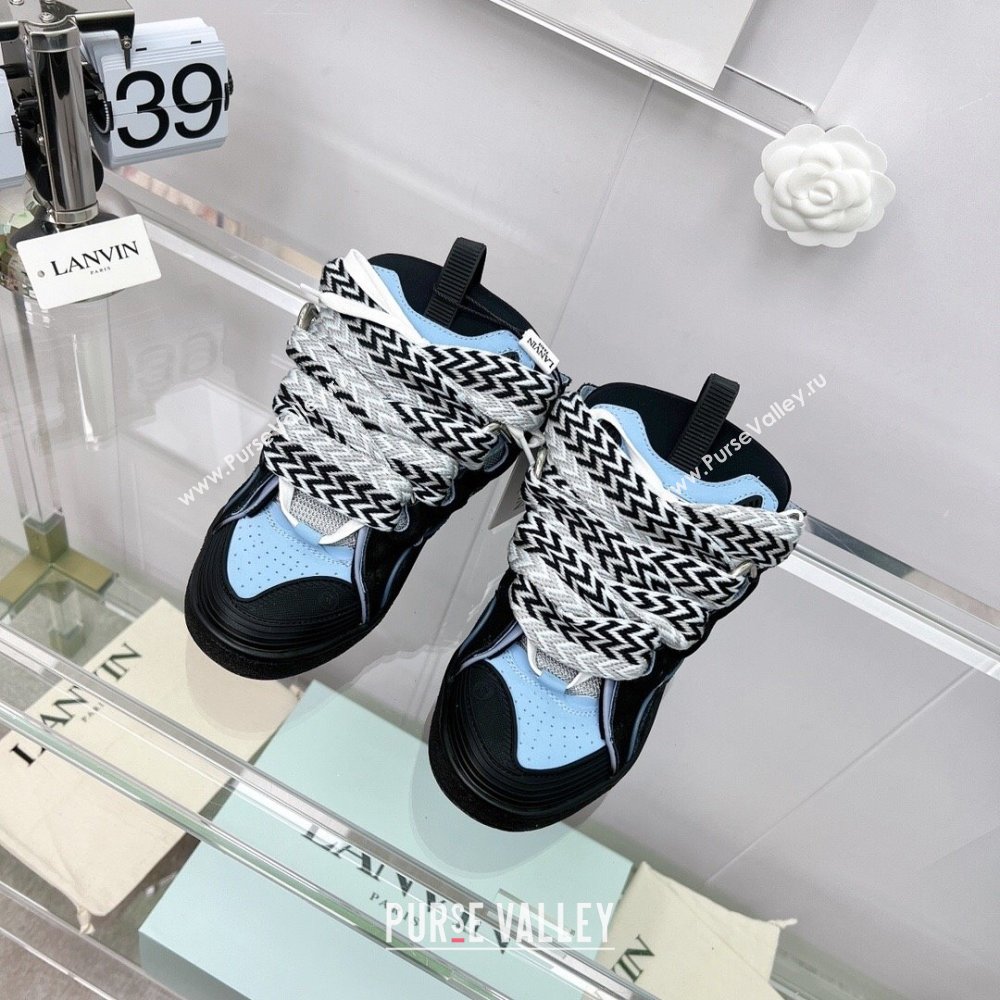 Lanvin Leather Curb Sneakers L11118 Black/Blue 2023 Top (KL-23110118)