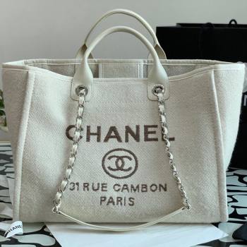 Chanel Deauville Mixed Fibers Large Shopping Bag A66941 White 2021 (XING-21101253)
