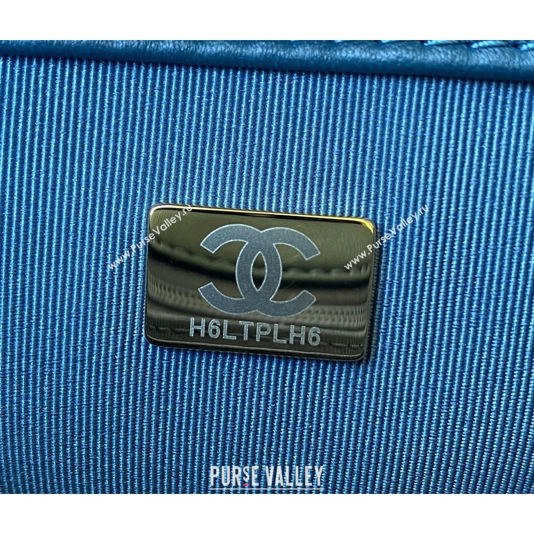 Chanel Camellia Velvet Mini Squre Flap Bag  AS2619 Navy Blue 2021 (SSZ-21082829)
