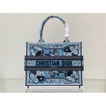 Dior Medium Book Tote Bag in Denim Blue Butterfly Bandana Embroidery 2023 (BF-231129060)