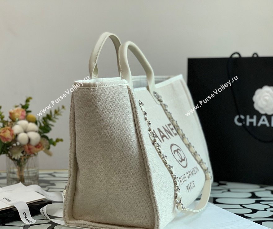 Chanel Deauville Mixed Fibers Large Shopping Bag A66941 White 2021 (XING-21101253)