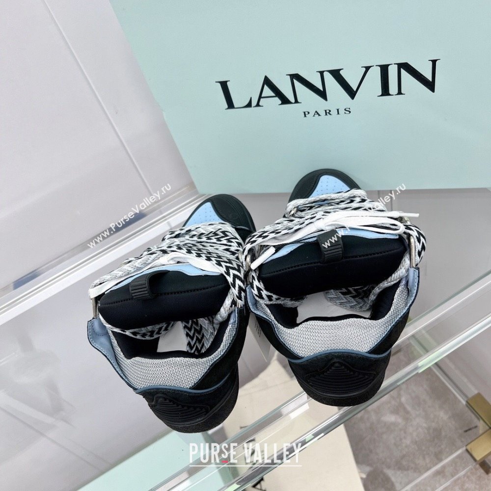 Lanvin Leather Curb Sneakers L11118 Black/Blue 2023 Top (KL-23110118)