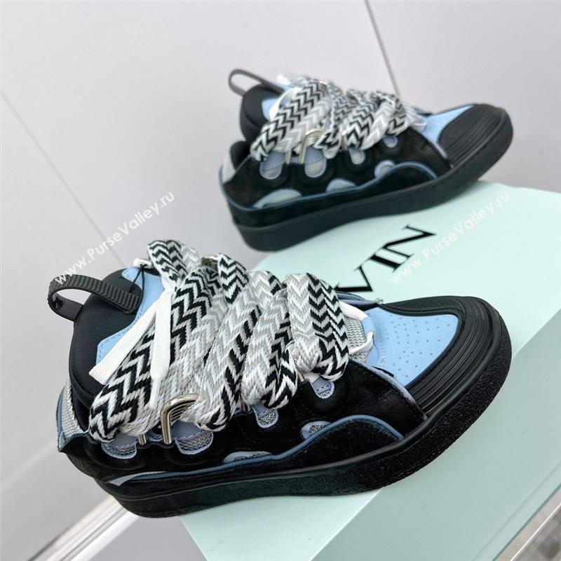 Lanvin Leather Curb Sneakers L11118 Black/Blue 2023 Top (KL-23110118)