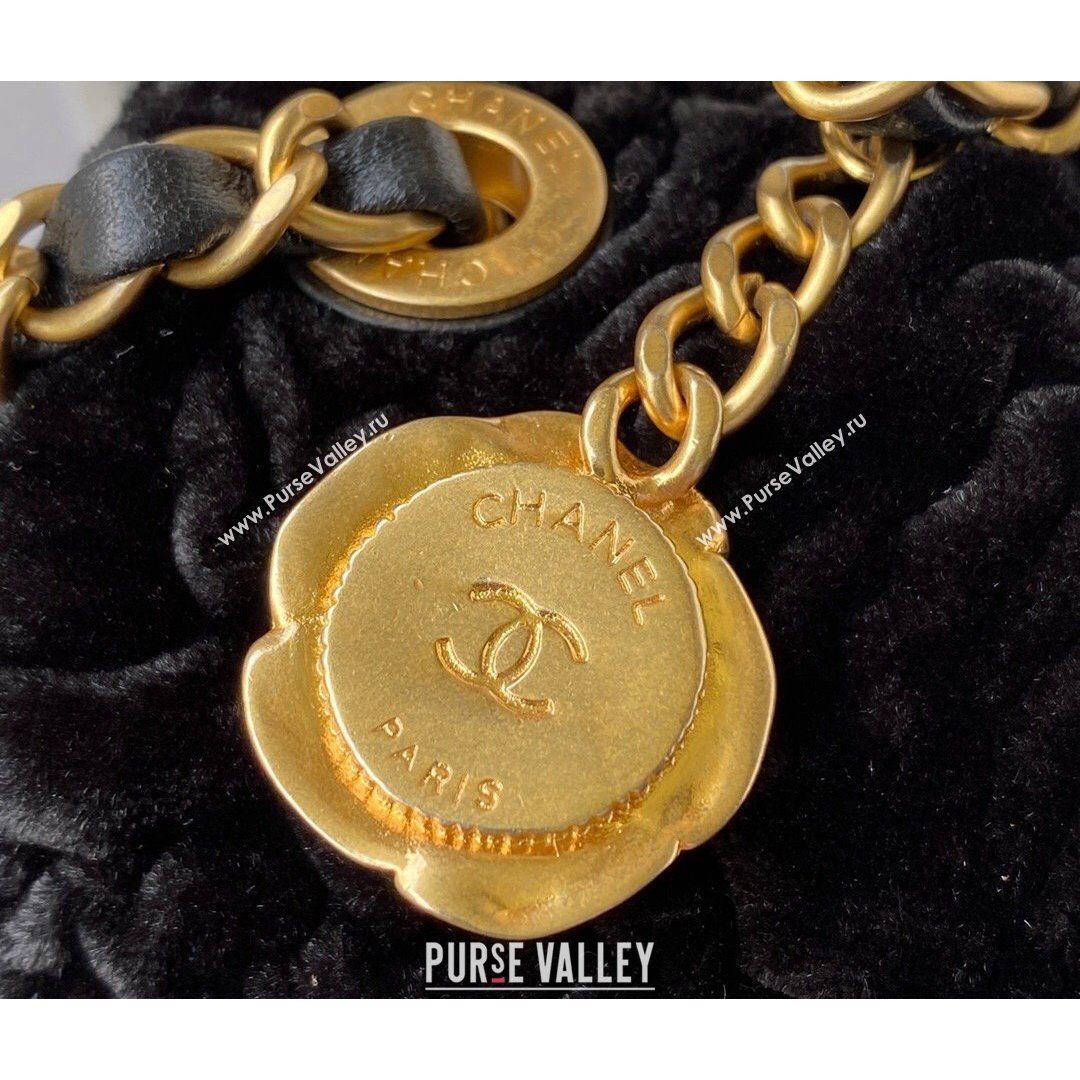 Chanel Camellia Velvet Mini Squre Flap Bag  AS2619 Black 2021 (SSZ-21082828)