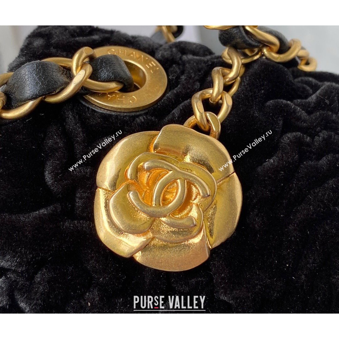 Chanel Camellia Velvet Mini Squre Flap Bag  AS2619 Black 2021 (SSZ-21082828)