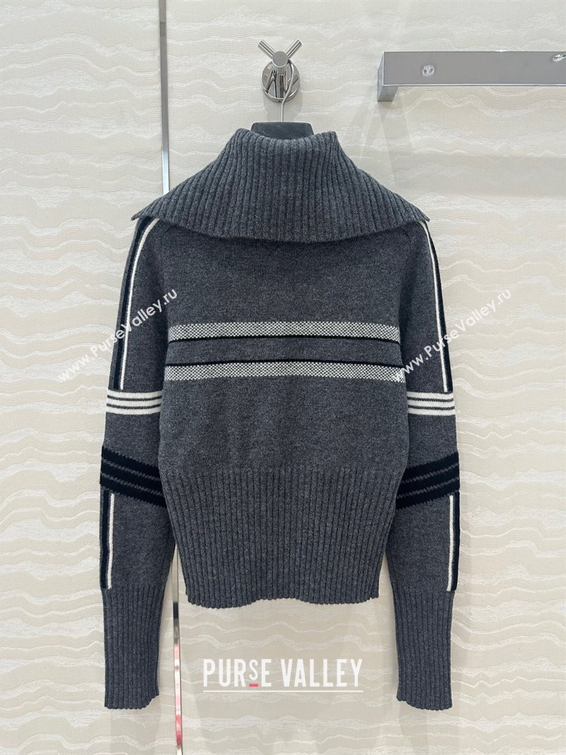 Dior Wool Cashmere DiorAlps Mock Neck Sweater D101807 Gray 2024 (Q-24101807)