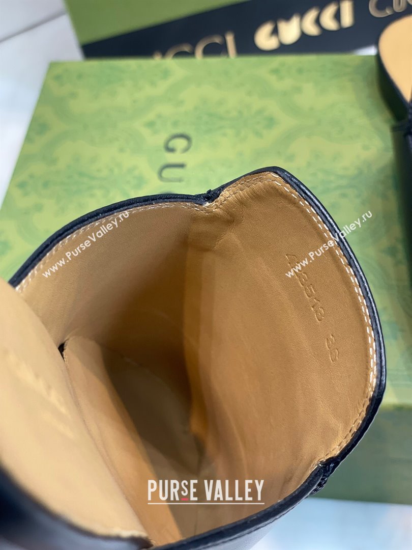 Gucci Princetown Leather Flat Slippers 557730 Black 2024 (MD-24051602)