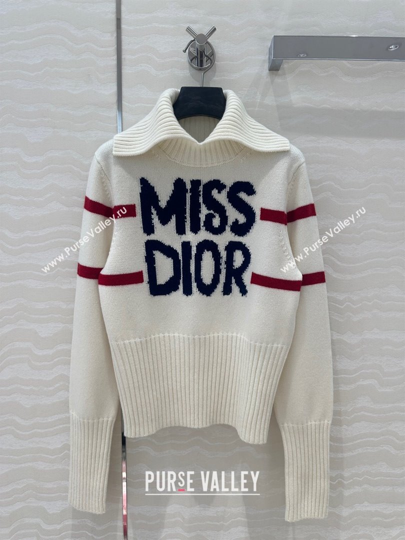 Dior Wool Cashmere DiorAlps Mock Neck Sweater D101808 White 2024 (Q-24101808)