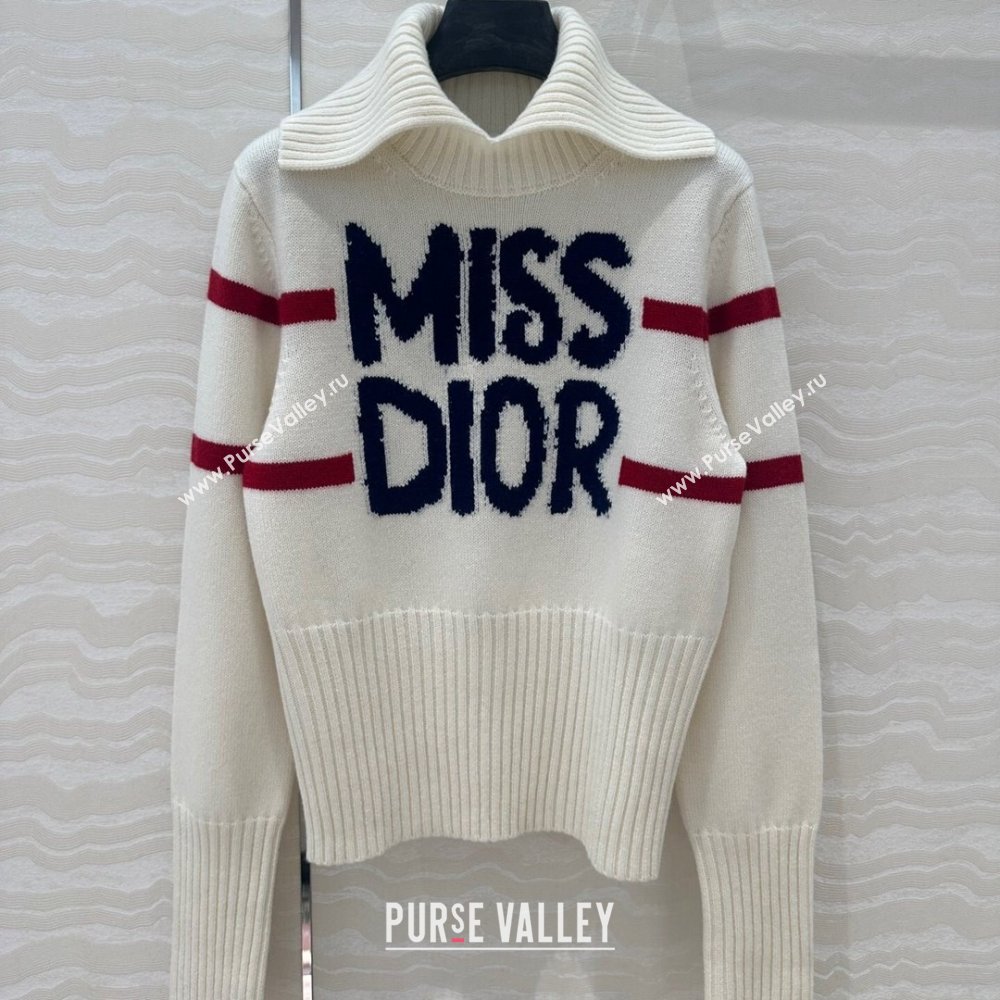 Dior Wool Cashmere DiorAlps Mock Neck Sweater D101808 White 2024 (Q-24101808)