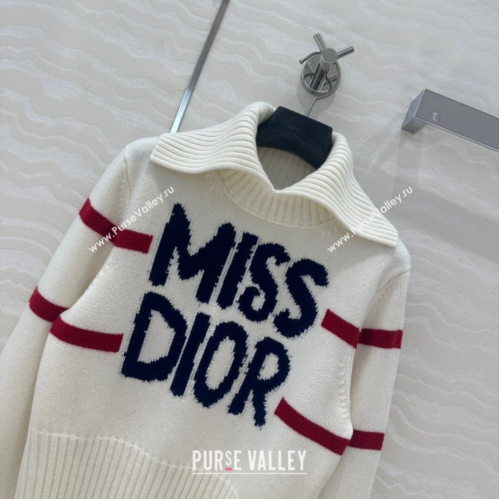 Dior Wool Cashmere DiorAlps Mock Neck Sweater D101808 White 2024 (Q-24101808)