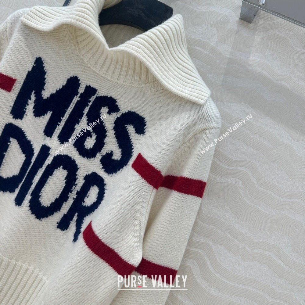 Dior Wool Cashmere DiorAlps Mock Neck Sweater D101808 White 2024 (Q-24101808)