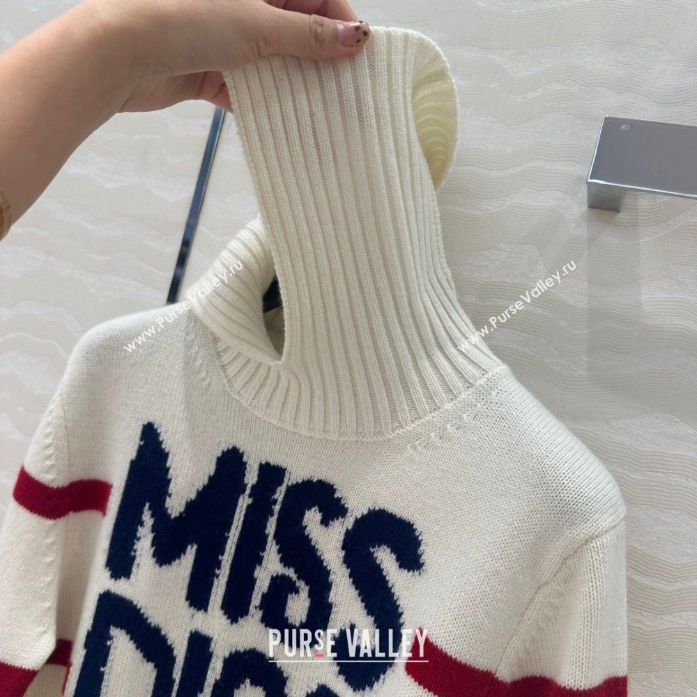 Dior Wool Cashmere DiorAlps Mock Neck Sweater D101808 White 2024 (Q-24101808)