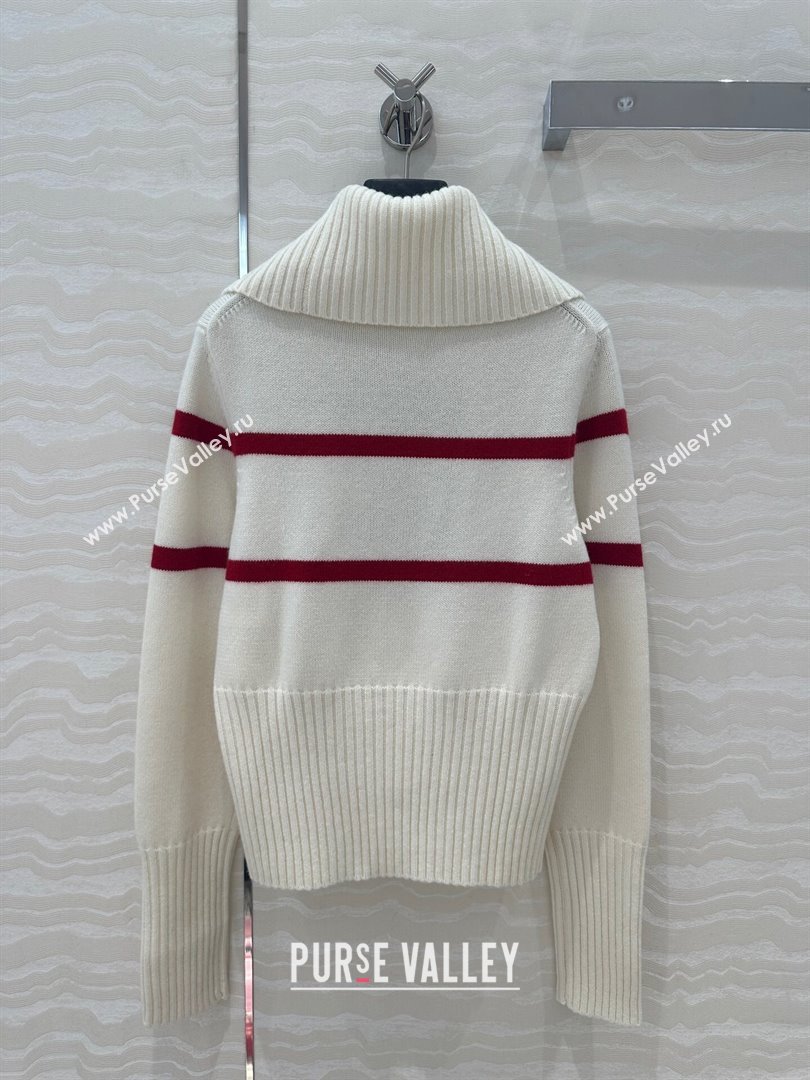 Dior Wool Cashmere DiorAlps Mock Neck Sweater D101808 White 2024 (Q-24101808)