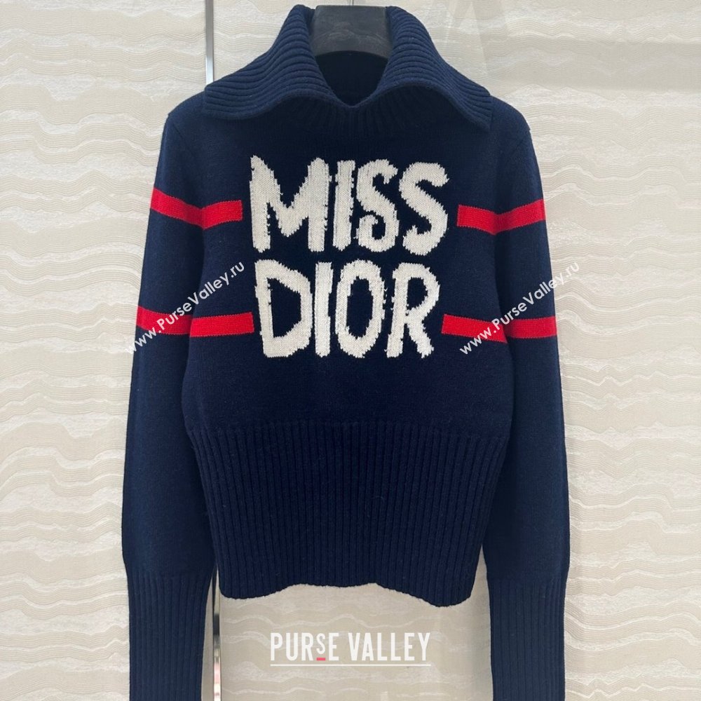 Dior Wool Cashmere DiorAlps Mock Neck Sweater D101809 Blue 2024 (Q-24101809)