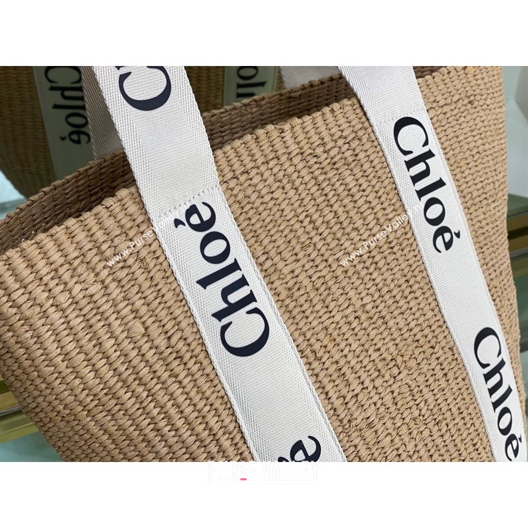 Chloe Large Woody Basket Bag White/Beige 2021 05 (NA-21082807)