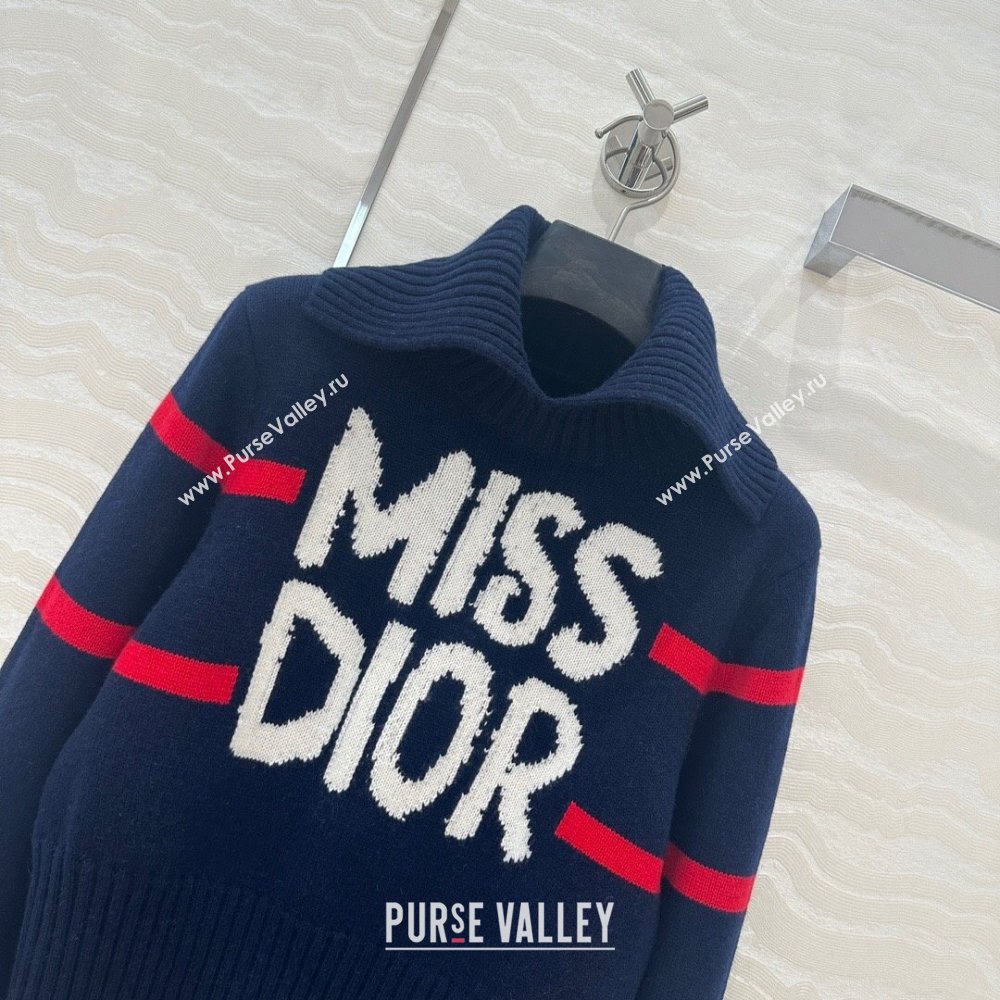 Dior Wool Cashmere DiorAlps Mock Neck Sweater D101809 Blue 2024 (Q-24101809)