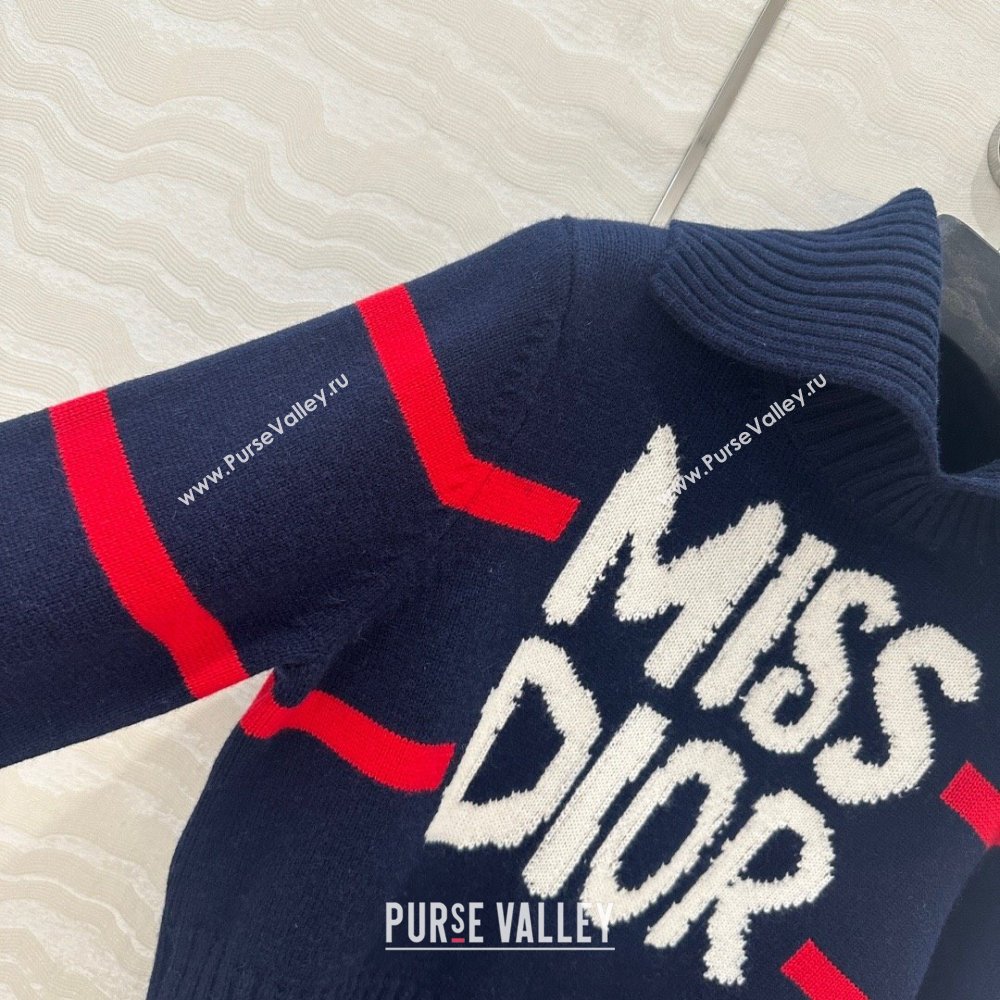 Dior Wool Cashmere DiorAlps Mock Neck Sweater D101809 Blue 2024 (Q-24101809)