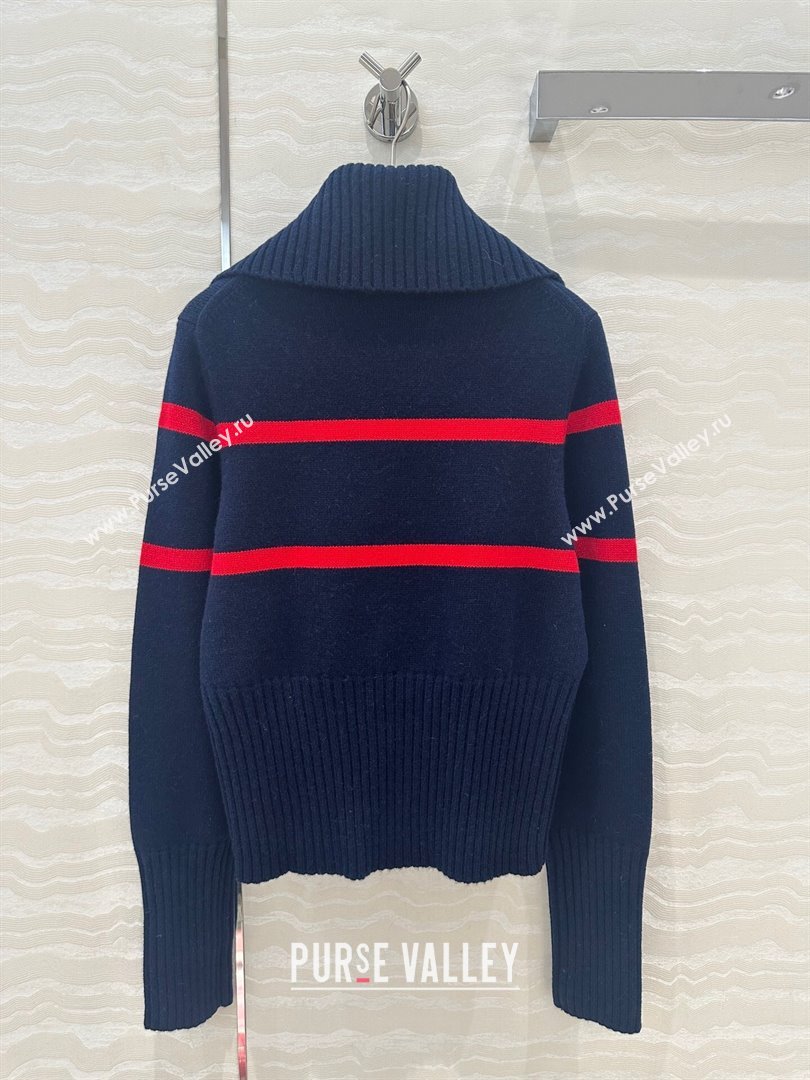 Dior Wool Cashmere DiorAlps Mock Neck Sweater D101809 Blue 2024 (Q-24101809)