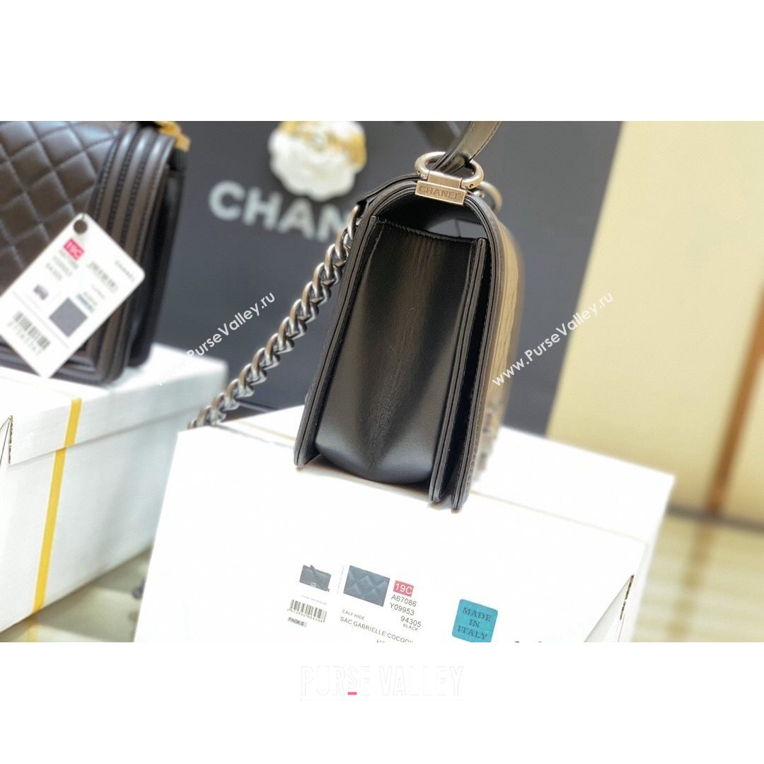 Chanel Quilted Original Lambskin Leather Medium Boy Flap Bag Black/Silver (Top Quality) (SHUNY-210811051)