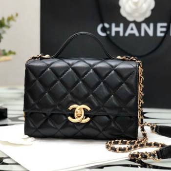 Chanel Lambskin & Gold Metal Mini Flap Bag with Top Handle AS2796 Black 02 2021 (XING-21101268)