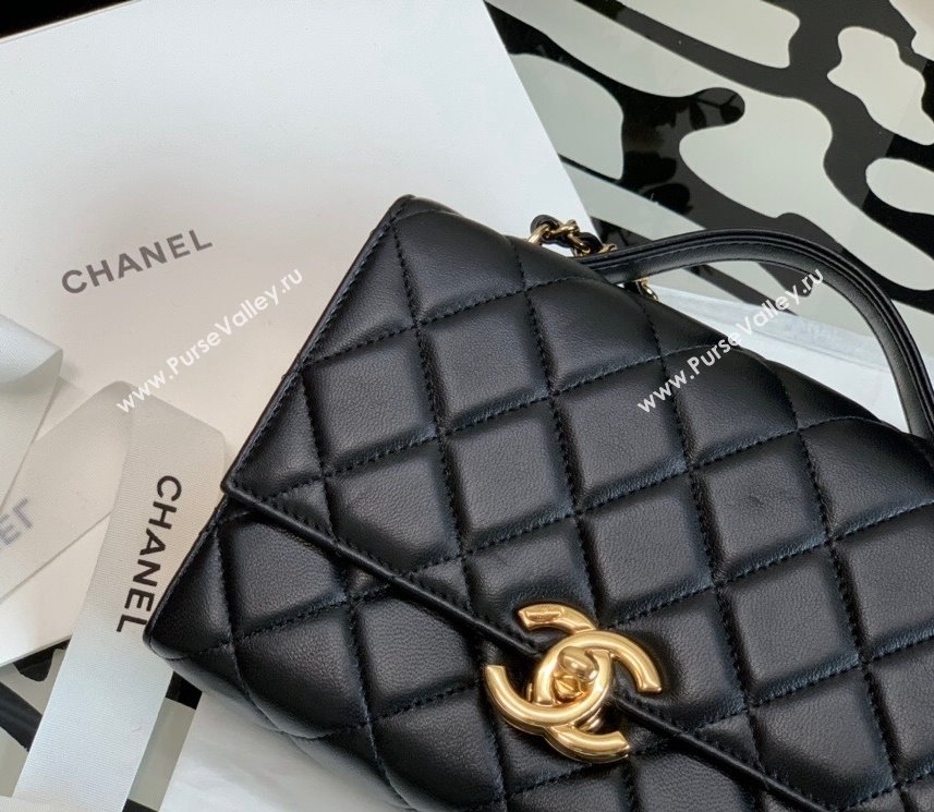 Chanel Lambskin & Gold Metal Mini Flap Bag with Top Handle AS2796 Black 02 2021 (XING-21101268)