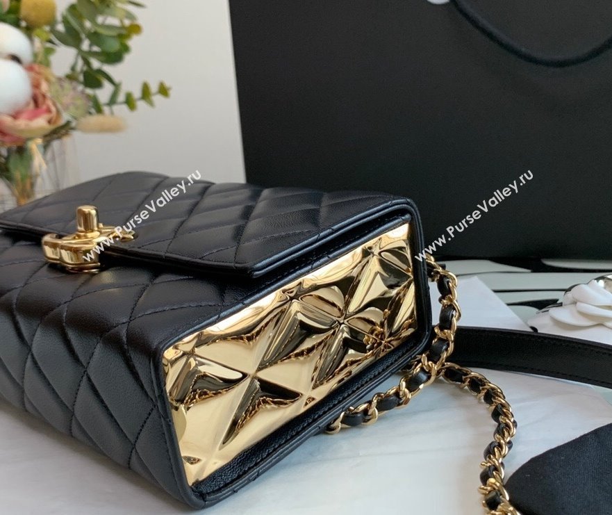 Chanel Lambskin & Gold Metal Mini Flap Bag with Top Handle AS2796 Black 02 2021 (XING-21101268)