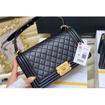 Chanel Quilted Original Lambskin Leather Medium Boy Flap Bag Black/Gold (Top Quality) (SHUNY-210811052)