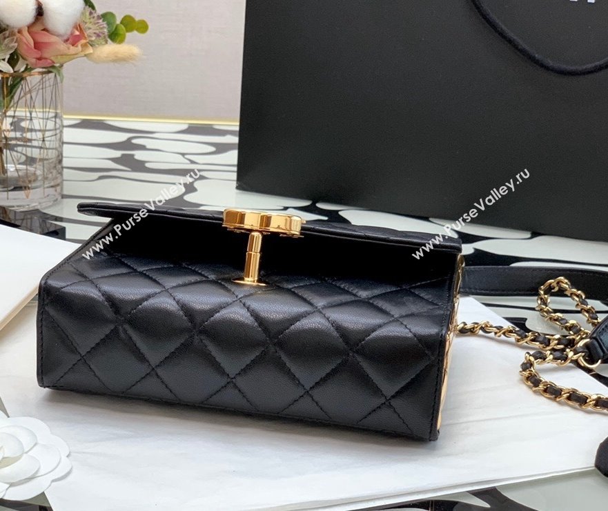 Chanel Lambskin & Gold Metal Mini Flap Bag with Top Handle AS2796 Black 02 2021 (XING-21101268)