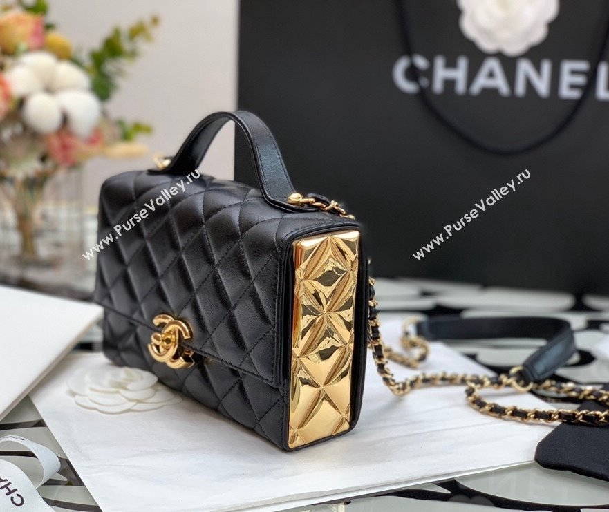 Chanel Lambskin & Gold Metal Mini Flap Bag with Top Handle AS2796 Black 02 2021 (XING-21101268)