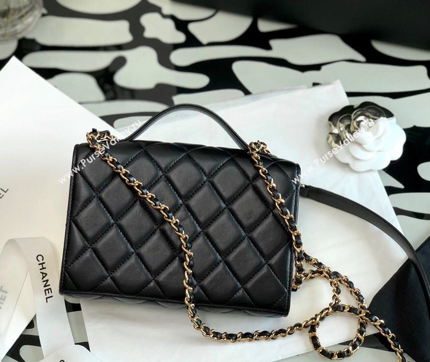 Chanel Lambskin & Gold Metal Mini Flap Bag with Top Handle AS2796 Black 02 2021 (XING-21101268)