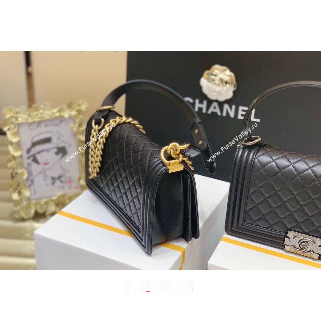 Chanel Quilted Original Lambskin Leather Medium Boy Flap Bag Black/Gold (Top Quality) (SHUNY-210811052)