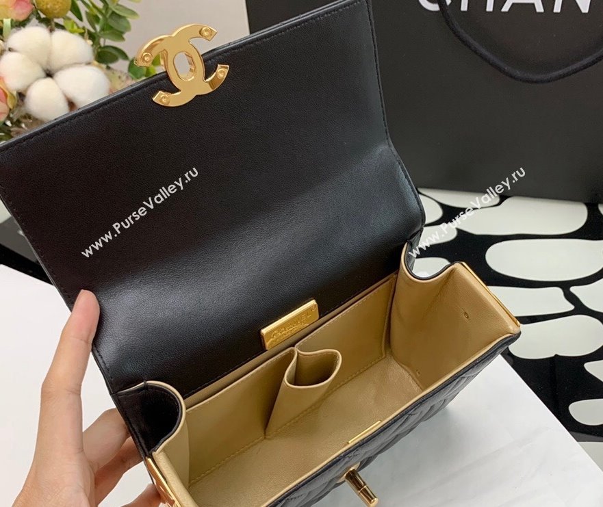 Chanel Lambskin & Gold Metal Mini Flap Bag with Top Handle AS2796 Black 02 2021 (XING-21101268)