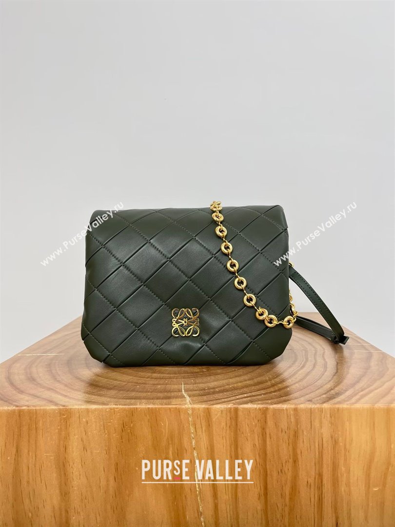 Loewe Puffer Goya in Pleated Shiny Nappa Lambskin 9076 Bottle Green 2024 Top (KE-24090201)