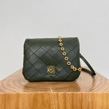 Loewe Puffer Goya in Pleated Shiny Nappa Lambskin 9076 Bottle Green 2024 Top (KE-24090201)