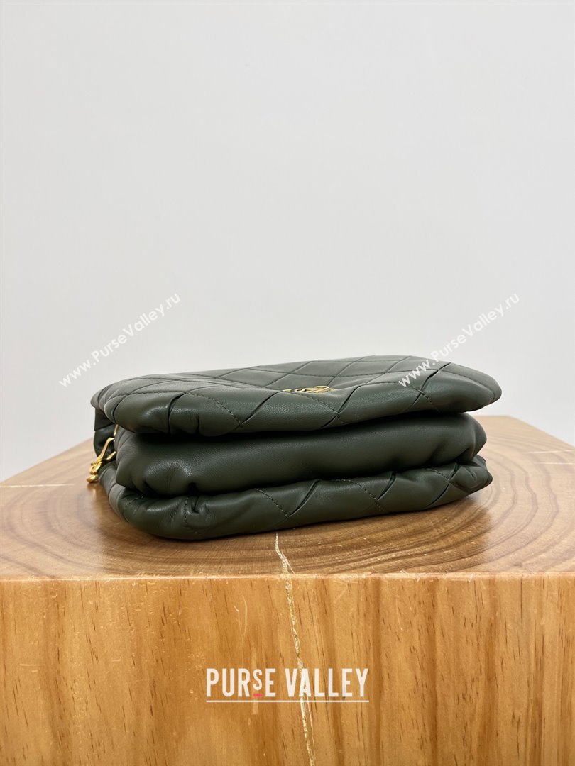 Loewe Puffer Goya in Pleated Shiny Nappa Lambskin 9076 Bottle Green 2024 Top (KE-24090201)