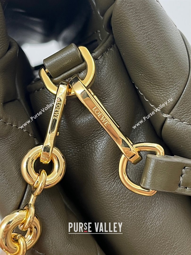 Loewe Puffer Goya in Pleated Shiny Nappa Lambskin 9076 Dark Khaki Green 2024 Top (KE-24090202)